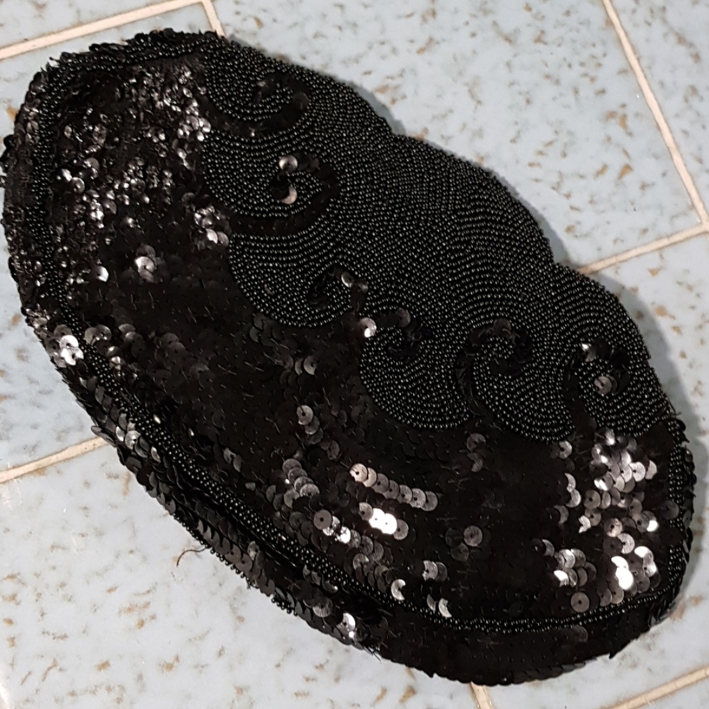 true vintage black beaded purse from Belgium